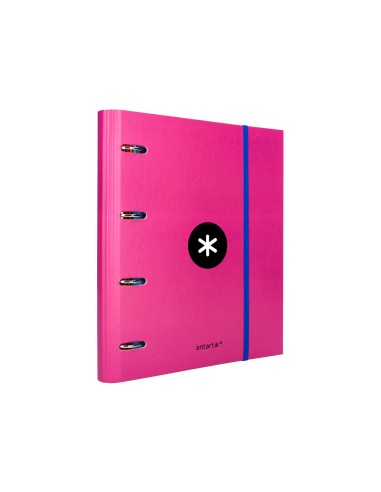 Carpeta con recambio antartik a4 cuadro 5mm forrada 4 anillas 40mm redondas color rosa