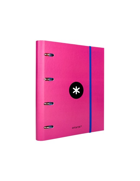 Carpeta con recambio antartik a4 cuadro 5mm forrada 4 anillas 40mm redondas color rosa
