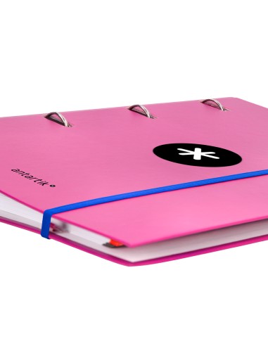 Carpeta con recambio antartik a4 cuadro 5mm forrada 4 anillas 40mm redondas color rosa