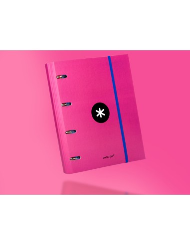 Carpeta con recambio antartik a4 cuadro 5mm forrada 4 anillas 40mm redondas color rosa