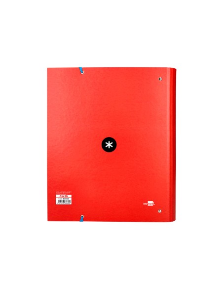 Carpeta con recambio antartik a4 cuadro 5mm forrada 4 anillas 40mm redondas color rojo