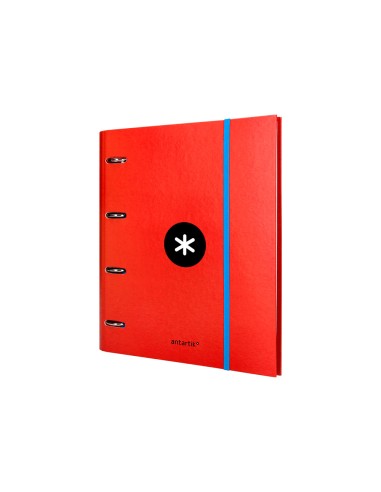 Carpeta con recambio antartik a4 cuadro 5mm forrada 4 anillas 40mm redondas color rojo