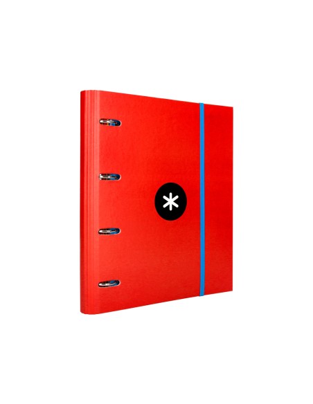 Carpeta con recambio antartik a4 cuadro 5mm forrada 4 anillas 40mm redondas color rojo