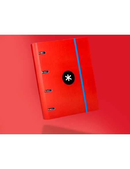 Carpeta con recambio antartik a4 cuadro 5mm forrada 4 anillas 40mm redondas color rojo