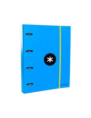 Carpeta con recambio antartik a4 cuadro 5mm forrada 4 anillas 40mm redondas color azul