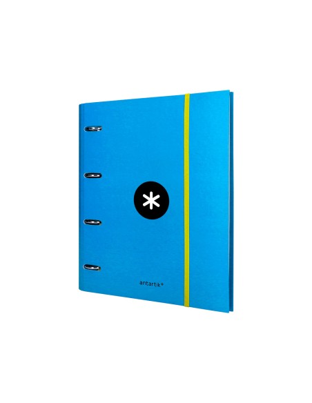 Carpeta con recambio antartik a4 cuadro 5mm forrada 4 anillas 40mm redondas color azul