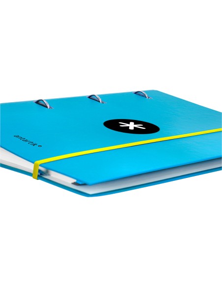 Carpeta con recambio antartik a4 cuadro 5mm forrada 4 anillas 40mm redondas color azul