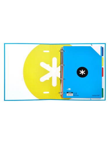 Carpeta con recambio antartik a4 cuadro 5mm forrada 4 anillas 40mm redondas color azul