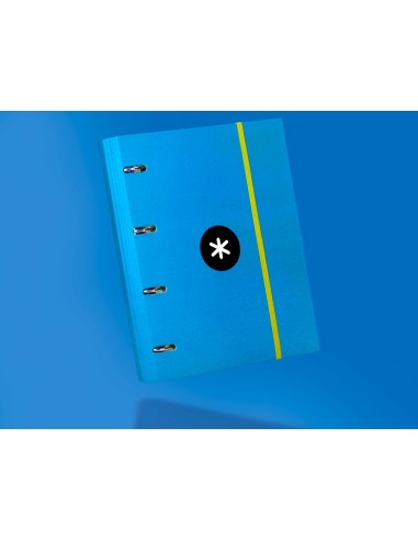 Carpeta con recambio antartik a4 cuadro 5mm forrada 4 anillas 40mm redondas color azul