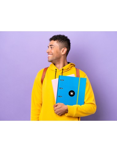 Carpeta con recambio antartik a4 cuadro 5mm forrada 4 anillas 40mm redondas color azul