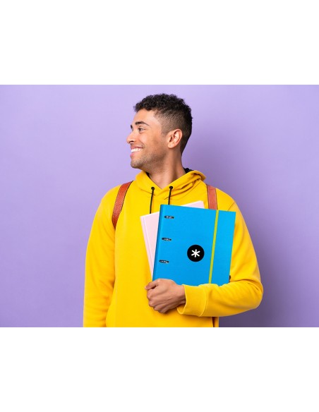 Carpeta con recambio antartik a4 cuadro 5mm forrada 4 anillas 40mm redondas color azul