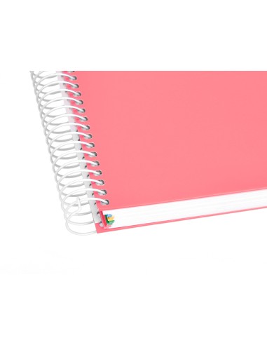 Cuaderno espiral a5 micro antartik tapa forrada120h 90 gr cuadro 5 mm 5 band 6 taladros color coral