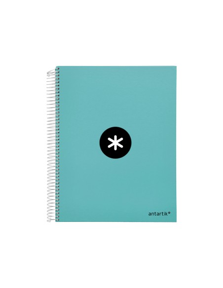 Cuaderno espiral a4 micro antartik tapa forrada120h 100 gr cuadro 5mm 5 banda4 taladros color menta