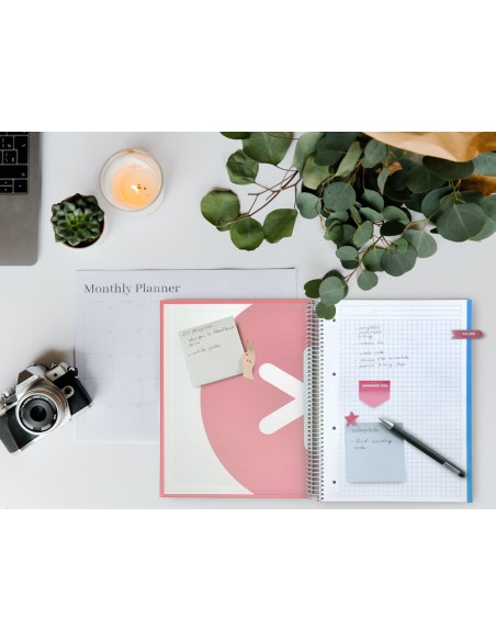 Cuaderno espiral a4 micro antartik tapa forrada120h 100 gr cuadro 5mm 5 banda4 taladros color coral