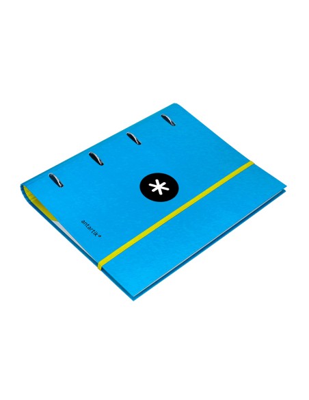 Carpeta con recambio antartik a4 cuadro 5mm forrada 4 anillas 40mm redondas color azul