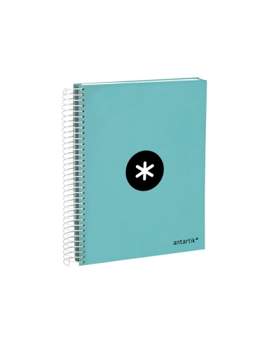 Cuaderno espiral a5 micro antartik tapa forrada120h 90 gr cuadro 5 mm 5 banda6 taladros color menta