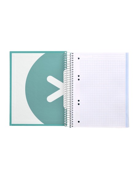 Cuaderno espiral a5 micro antartik tapa forrada120h 90 gr cuadro 5 mm 5 banda6 taladros color menta