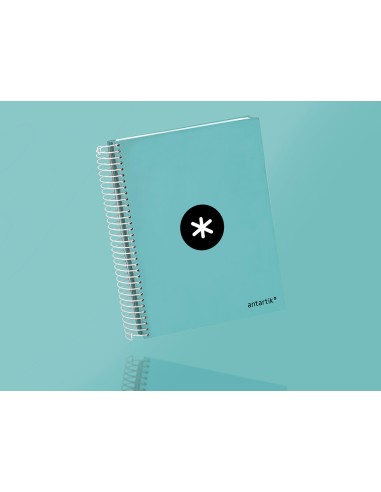 Cuaderno espiral a5 micro antartik tapa forrada120h 90 gr cuadro 5 mm 5 banda6 taladros color menta