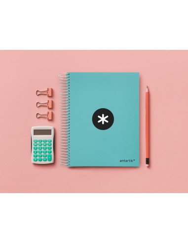 Cuaderno espiral a5 micro antartik tapa forrada120h 90 gr cuadro 5 mm 5 banda6 taladros color menta