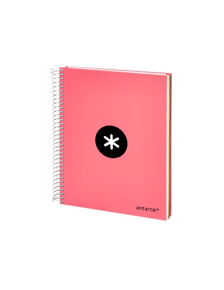Cuaderno espiral a5 micro antartik tapa forrada120h 90 gr cuadro 5 mm 5 band 6 taladros color coral