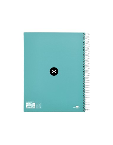 Cuaderno espiral a4 micro antartik tapa forrada120h 100 gr cuadro 5mm 5 banda4 taladros color menta