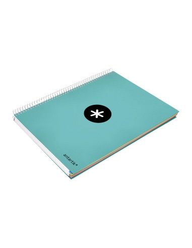 Cuaderno espiral a4 micro antartik tapa forrada120h 100 gr cuadro 5mm 5 banda4 taladros color menta