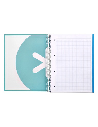 Cuaderno espiral a4 micro antartik tapa forrada120h 100 gr cuadro 5mm 5 banda4 taladros color menta