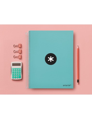 Cuaderno espiral a4 micro antartik tapa forrada120h 100 gr cuadro 5mm 5 banda4 taladros color menta