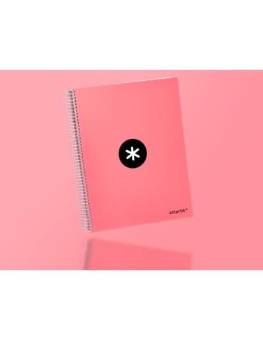 Cuaderno espiral a4 micro antartik tapa forrada120h 100 gr cuadro 5mm 5 banda4 taladros color coral