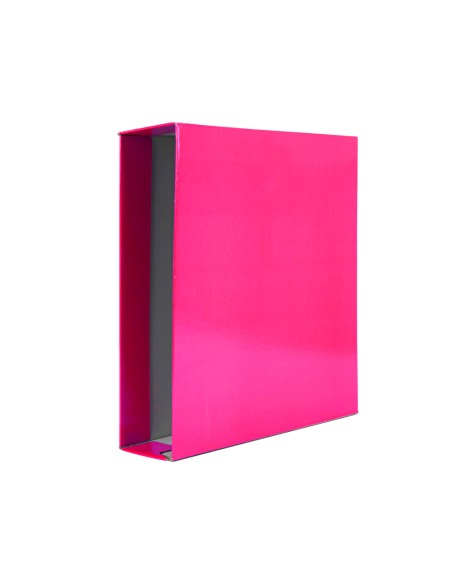 Caja archivador liderpapel de palanca carton folio documenta lomo 75 mm rosa