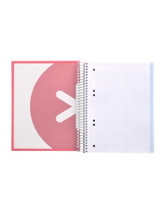 Cuaderno espiral a5 micro antartik tapa forrada120h 90 gr cuadro 5 mm 5 band 6 taladros color coral