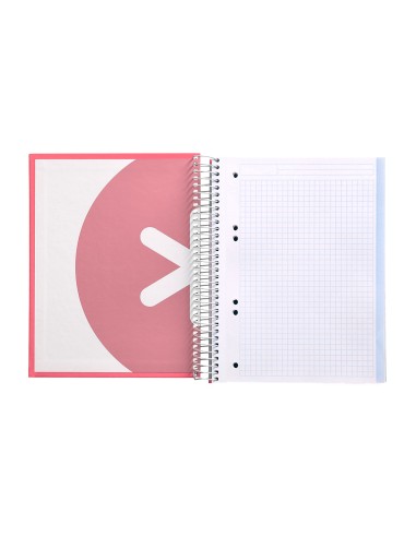 Cuaderno espiral a5 micro antartik tapa forrada120h 90 gr cuadro 5 mm 5 band 6 taladros color coral