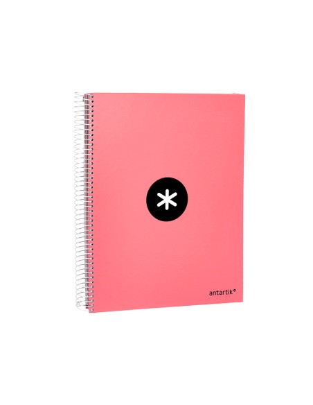 Cuaderno espiral a4 micro antartik tapa forrada120h 100 gr cuadro 5mm 5 banda4 taladros color coral
