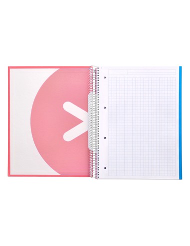 Cuaderno espiral a4 micro antartik tapa forrada120h 100 gr cuadro 5mm 5 banda4 taladros color coral