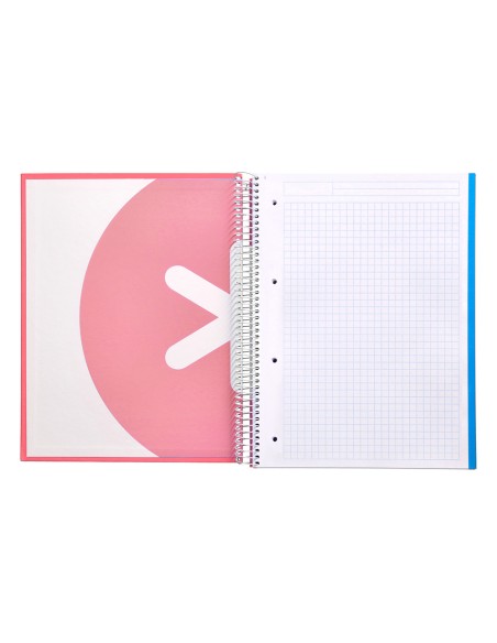 Cuaderno espiral a4 micro antartik tapa forrada120h 100 gr cuadro 5mm 5 banda4 taladros color coral