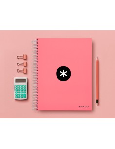 Cuaderno espiral a4 micro antartik tapa forrada120h 100 gr cuadro 5mm 5 banda4 taladros color coral