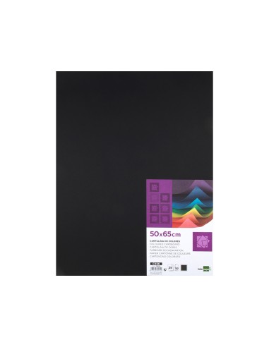 Cartulina liderpapel 50x65 cm 240g m2 negro paquete de 25 hojas