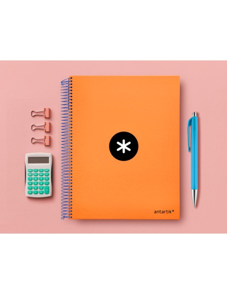 Cuaderno espiral liderpapel a4 micro antartik tapa forrada 120 h 100g cuadro 5 mm color naranja promo caran d ache
