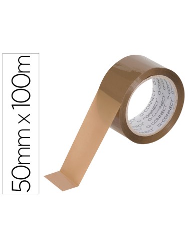 Cinta adhesiva q connect polipropileno havana 100 mt x 50 mm para embalaje