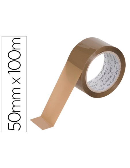 Cinta adhesiva q connect polipropileno havana 100 mt x 50 mm para embalaje