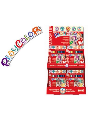 Barra de maquillaje playcolor make up basic expositor de 24 unidades colores surtidos