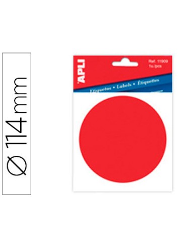 Etiqueta adhesiva apli 11909 vinilo rojo senalizacion cristales 114 mm diametro blister de 1 unidad