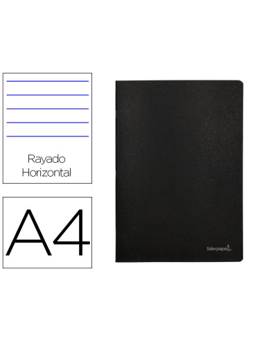 Libreta liderpapel tapa negra a4 80 hojas 60g m2 horizontal con doble margen