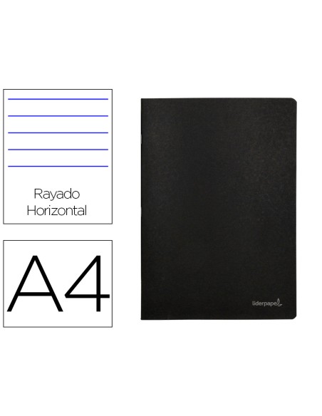Libreta liderpapel tapa negra a4 80 hojas 60g m2 horizontal con doble margen