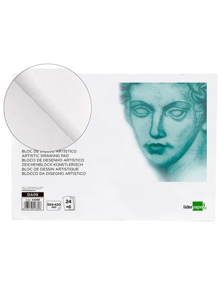 Bloc dibujo liderpapel artistico encolado 594x420mm 246 hojas 120g m2 sin recuadro