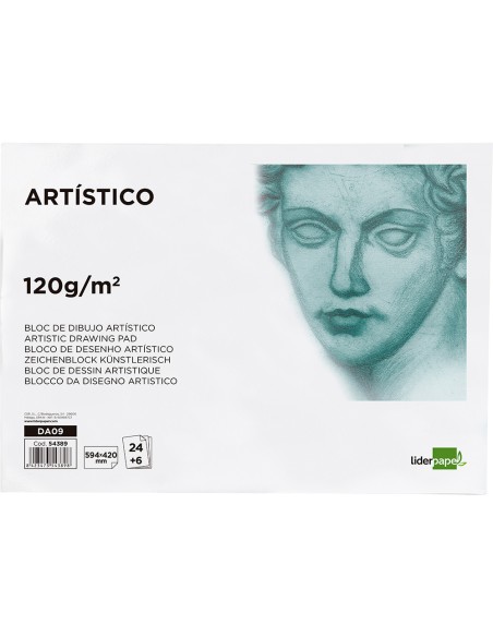 Bloc dibujo liderpapel artistico encolado 594x420mm 246 hojas 120g m2 sin recuadro