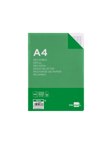 Recambio liderpapel a4 100 hojas 60g m2 rayado nº 46 4 taladros