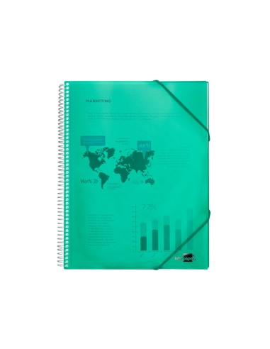 Carpeta liderpapel escaparate con espiral 40 fundas polipropileno din a4 verde