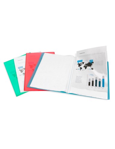 Carpeta liderpapel escaparate 47482 10 fundas polipropileno din a4 azul translucido