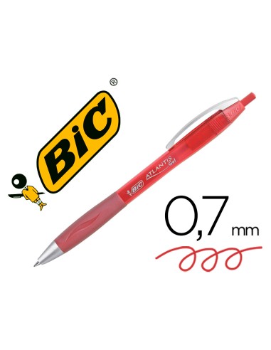 Boligrafo bic atlantis rojo retractil tinta gel punta 1 mm